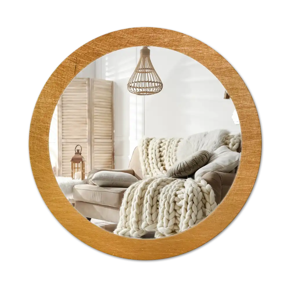 Round printed mirror Vintage loft style
