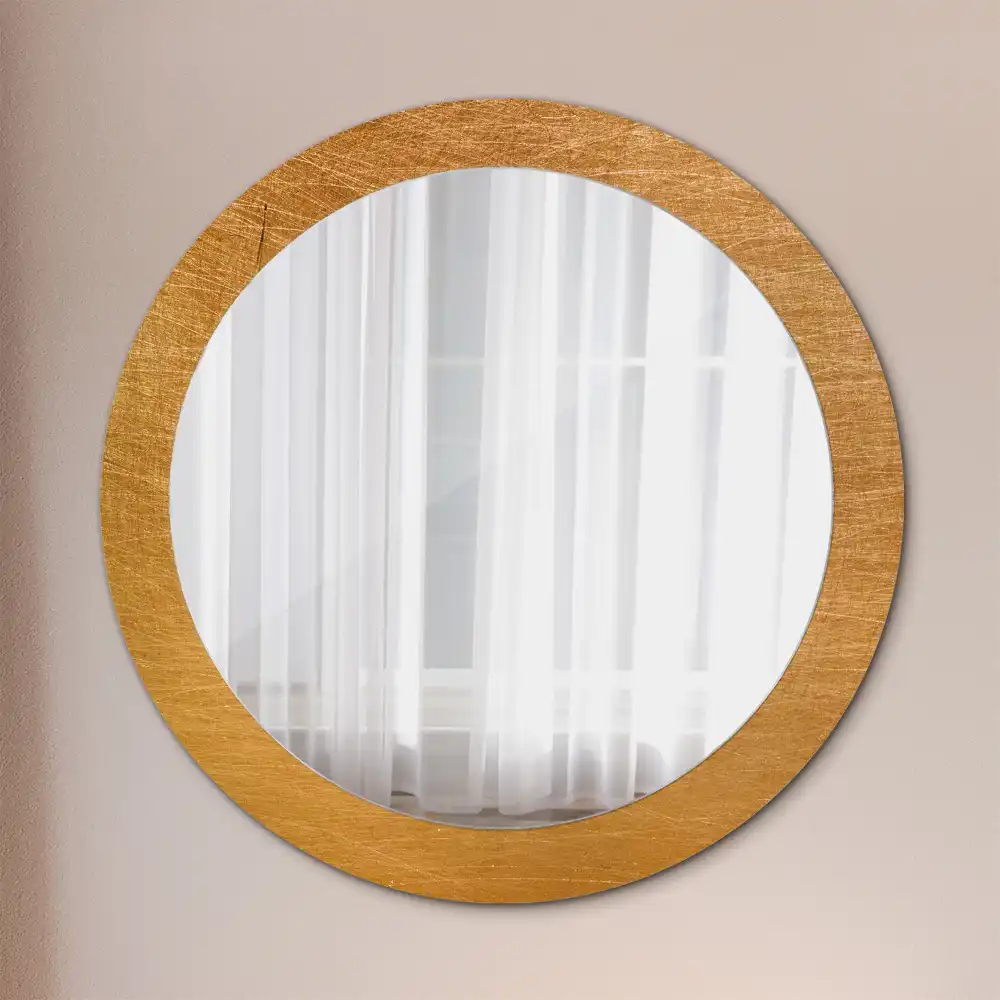 Round printed mirror Vintage loft style