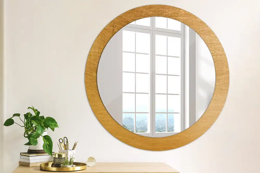 Round printed mirror Vintage loft style