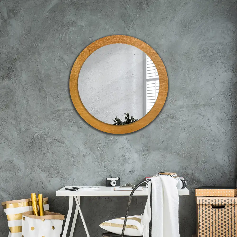 Round printed mirror Vintage loft style