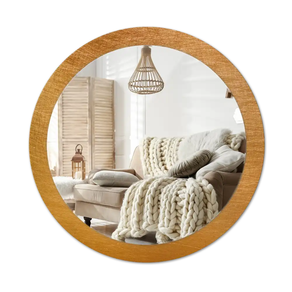 Round printed mirror Vintage loft style