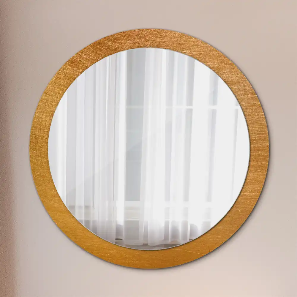 Round printed mirror Vintage loft style