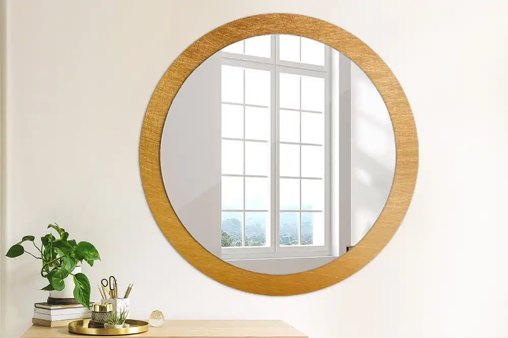 Round printed mirror Vintage loft style