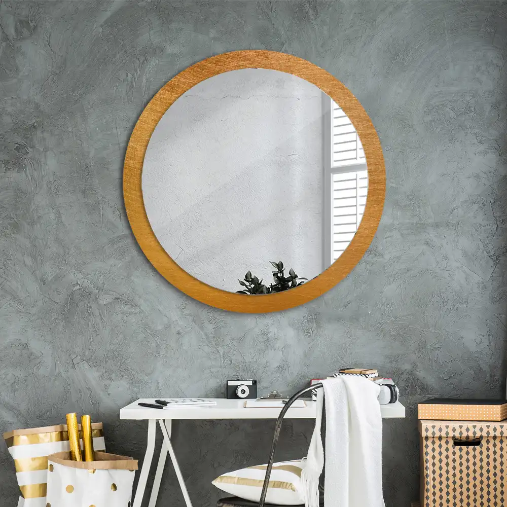 Round printed mirror Vintage loft style