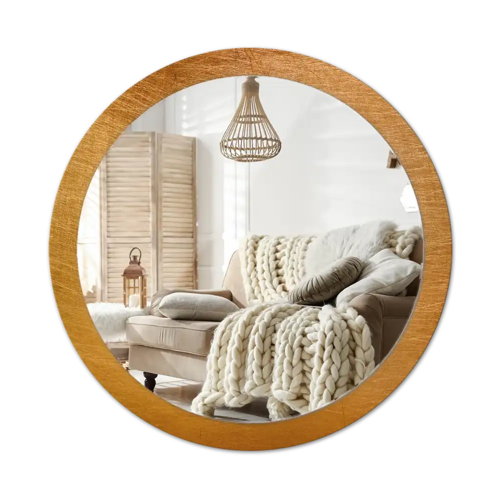 Round printed mirror Vintage loft style