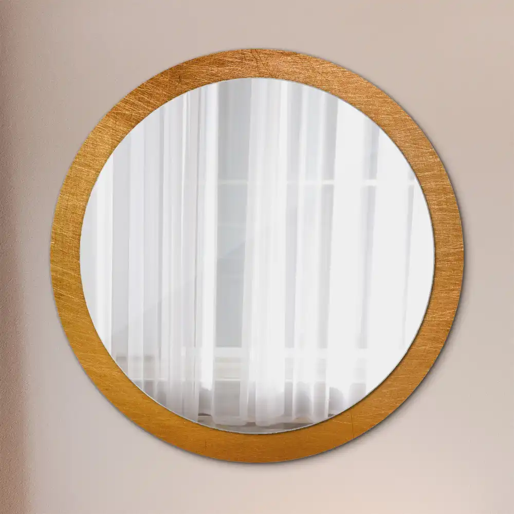Round printed mirror Vintage loft style