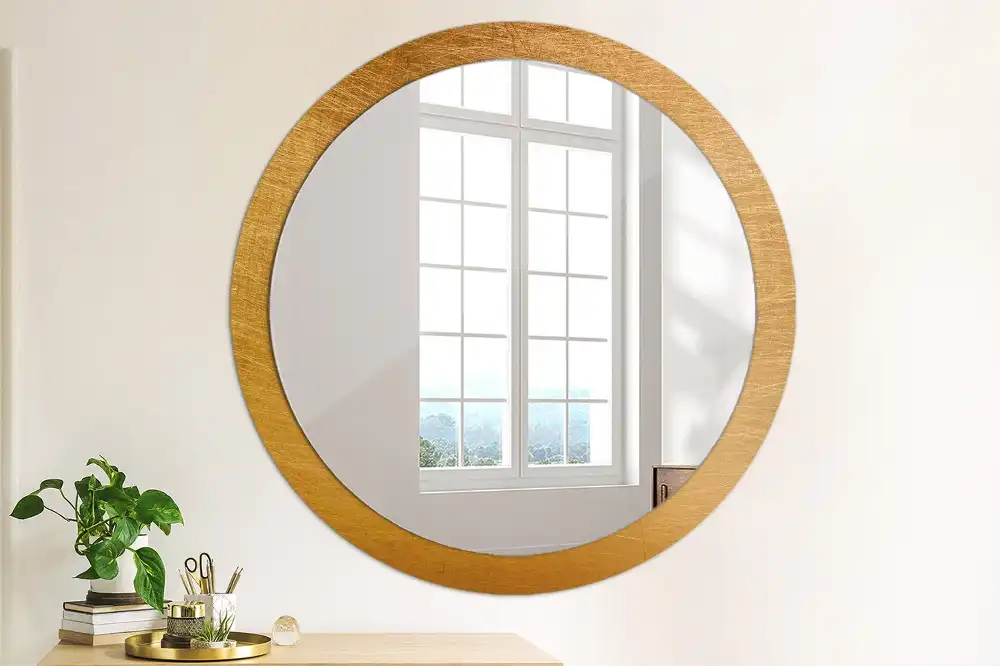 Round printed mirror Vintage loft style