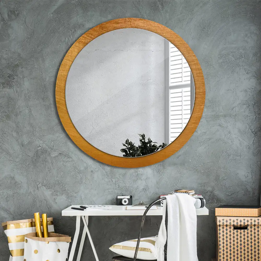 Round printed mirror Vintage loft style