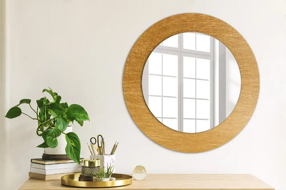 Round printed mirror Vintage loft style
