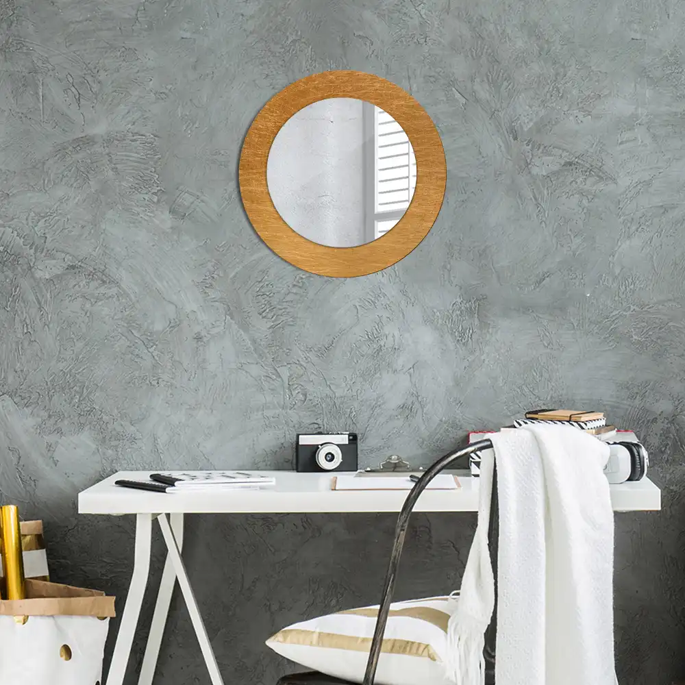 Round printed mirror Vintage loft style