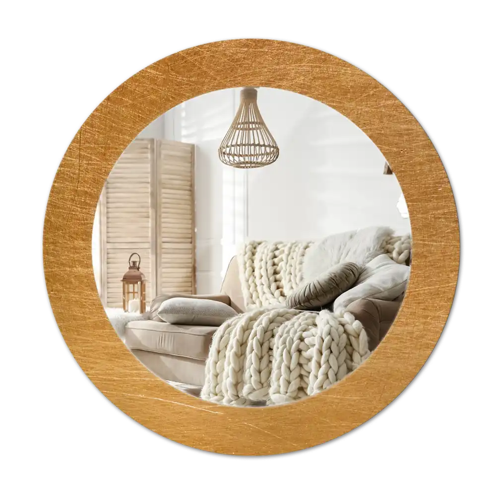 Round printed mirror Vintage loft style
