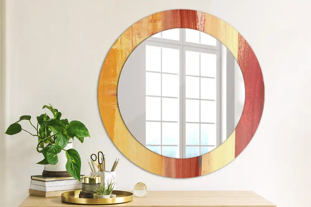 Round decorative mirror Abstract painting
