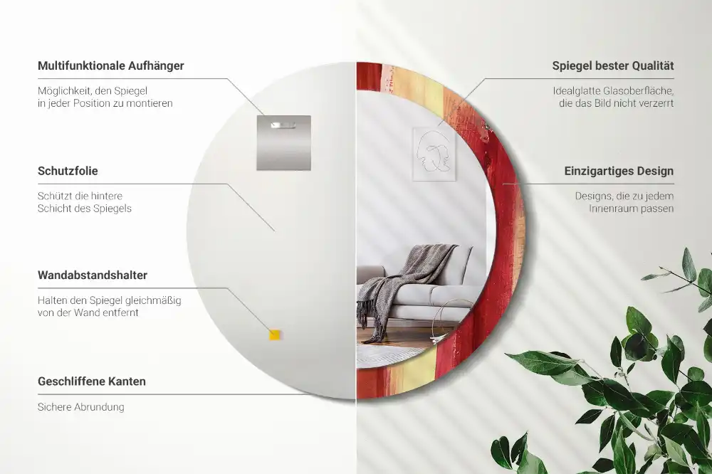 Round decorative mirror Abstract painting