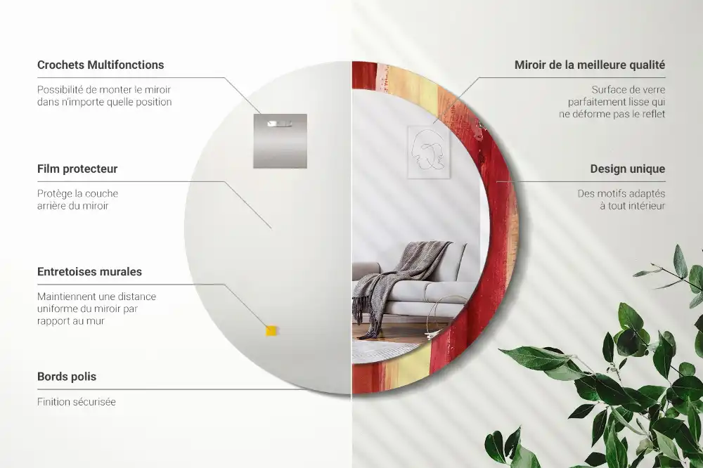 Round decorative mirror Abstract painting