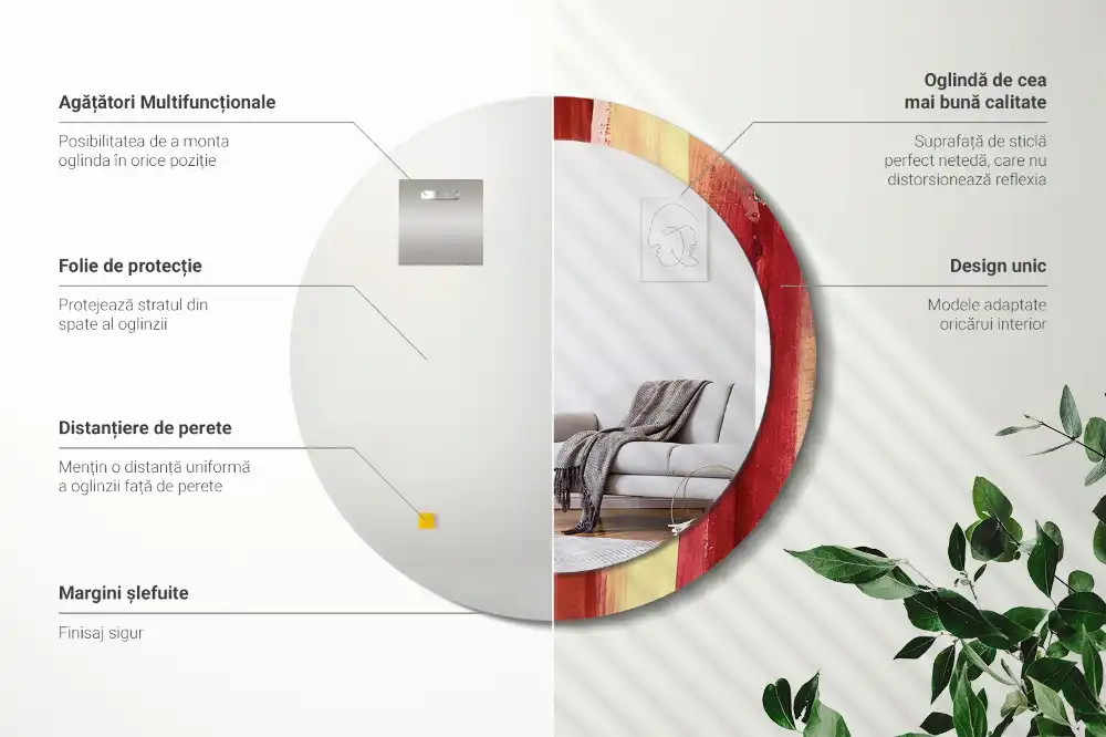 Round decorative mirror Abstract painting