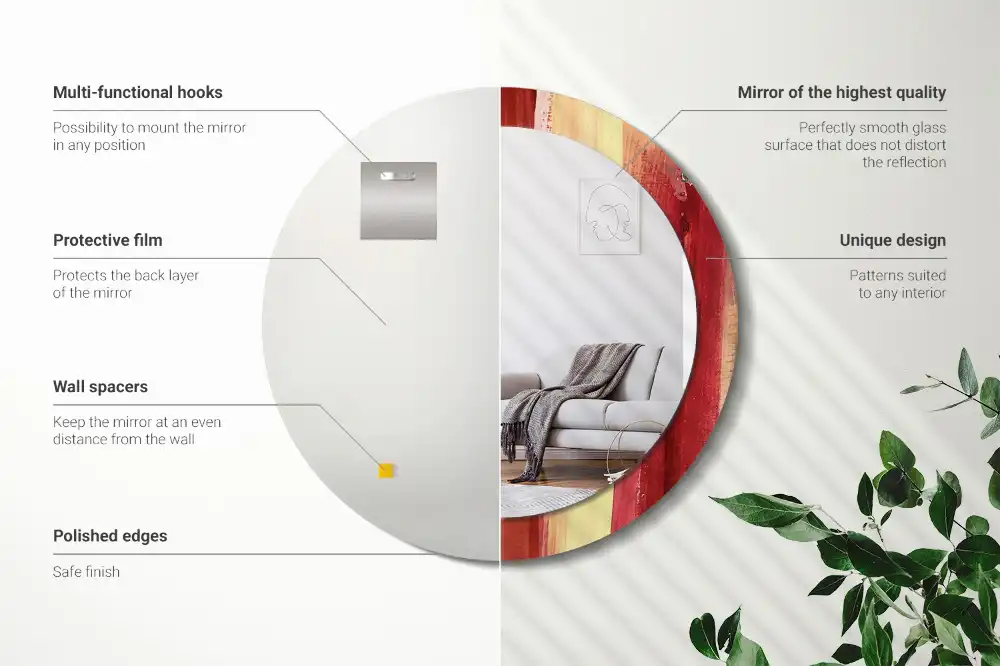 Round decorative mirror Abstract painting