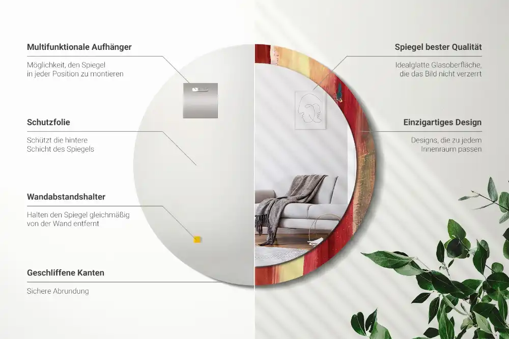 Round decorative mirror Abstract painting