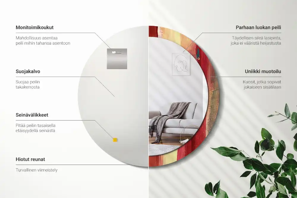 Round decorative mirror Abstract painting