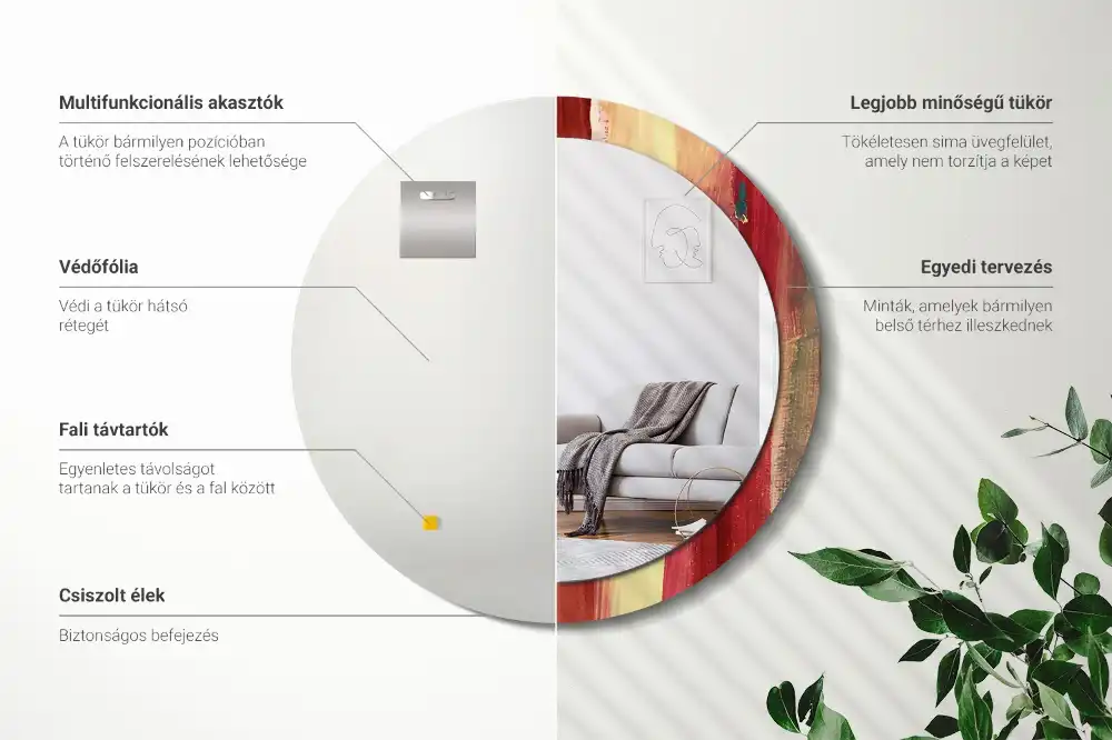 Round decorative mirror Abstract painting