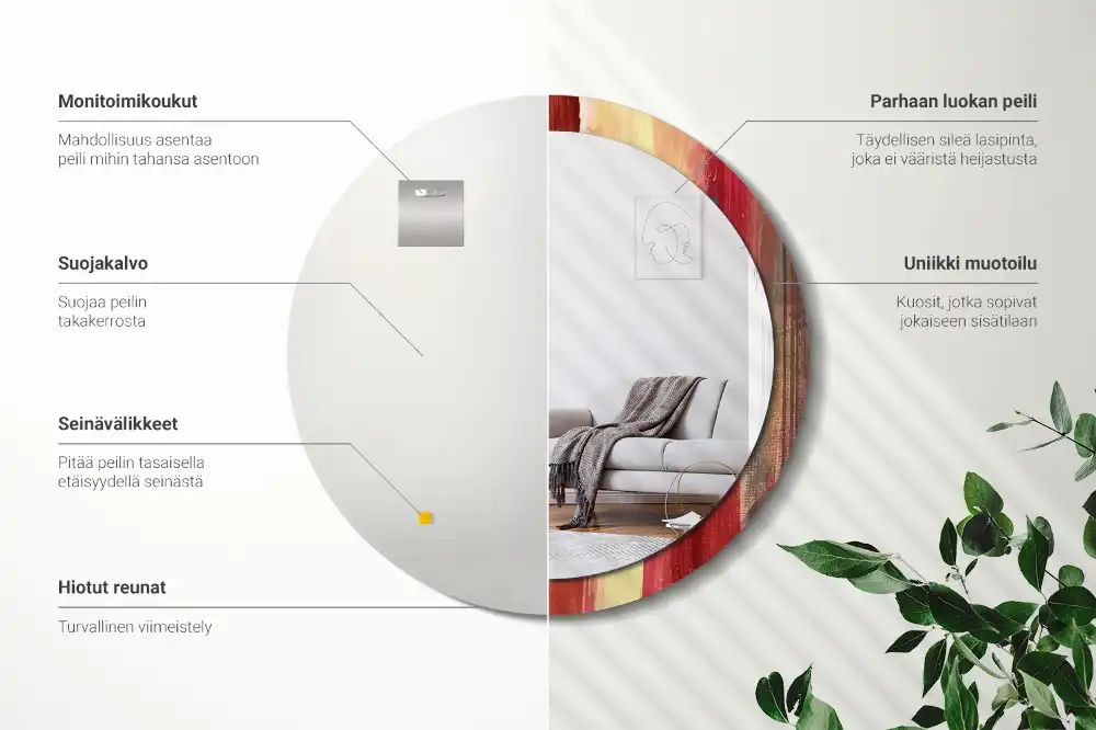 Round decorative mirror Abstract painting