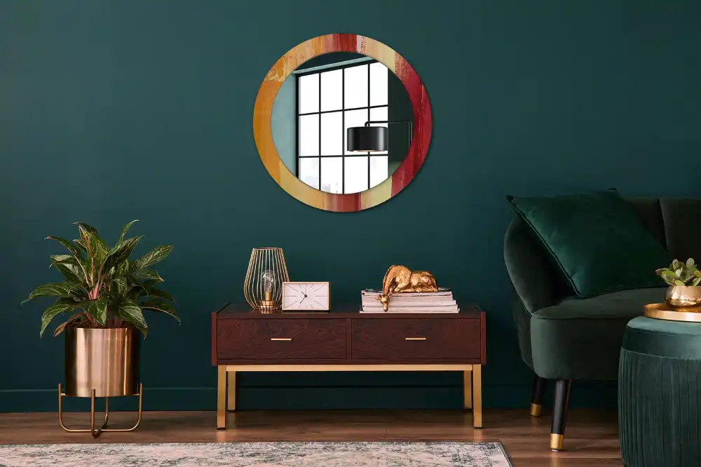 Round decorative mirror Abstract painting