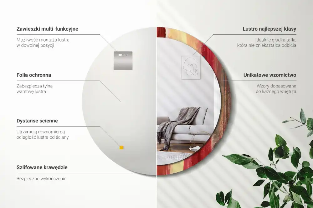 Round decorative mirror Abstract painting