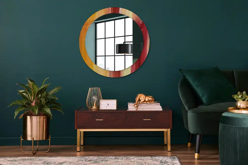 Round decorative mirror Abstract painting