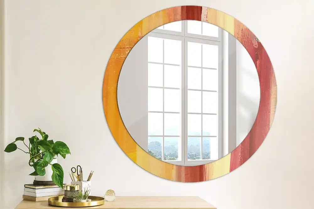 Round decorative mirror Abstract painting