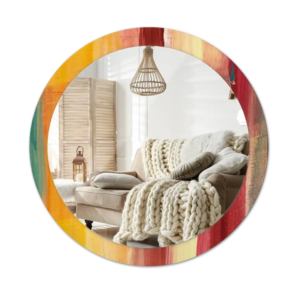 Round decorative mirror Abstract painting