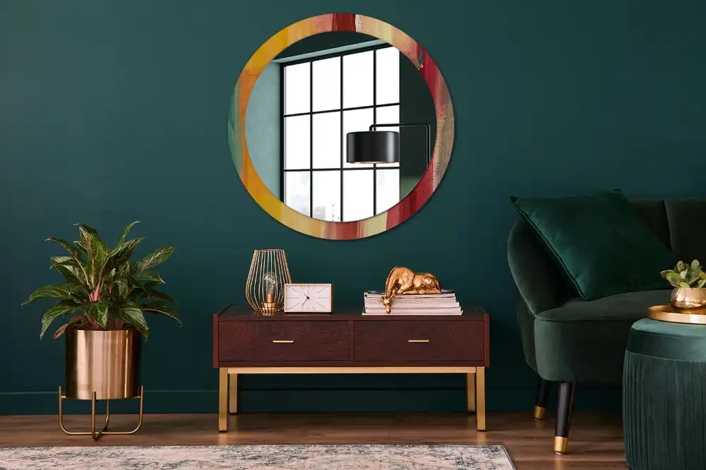 Round decorative mirror Abstract painting