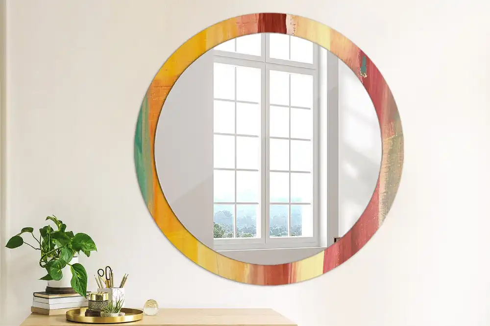 Round decorative mirror Abstract painting