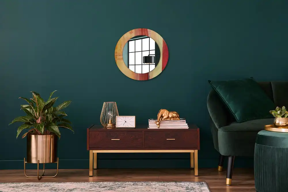 Round decorative mirror Abstract painting