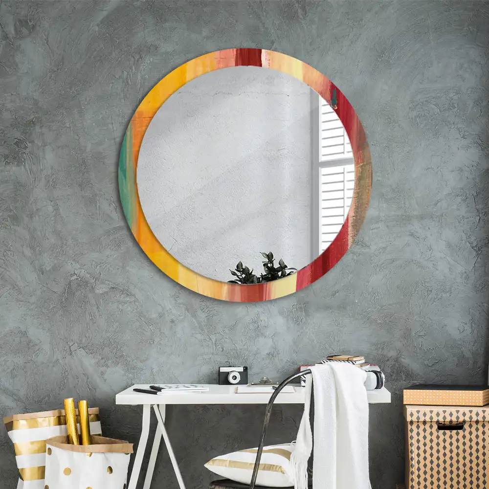Round decorative mirror Abstract painting