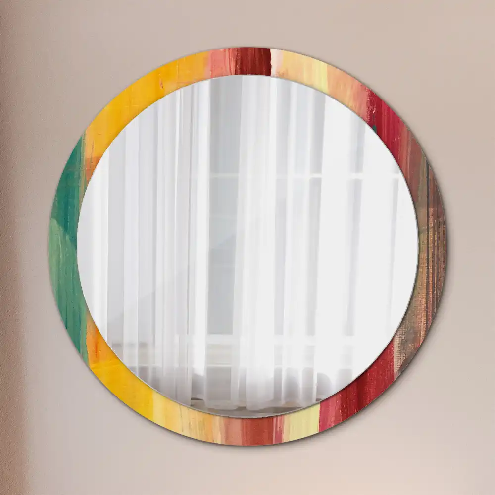 Round decorative mirror Abstract painting