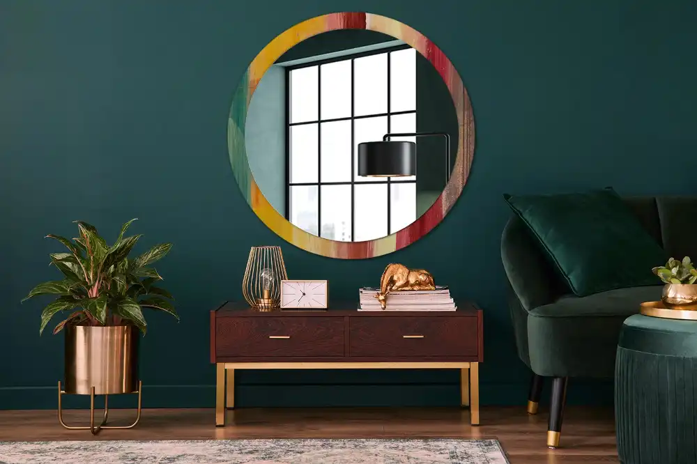 Round decorative mirror Abstract painting