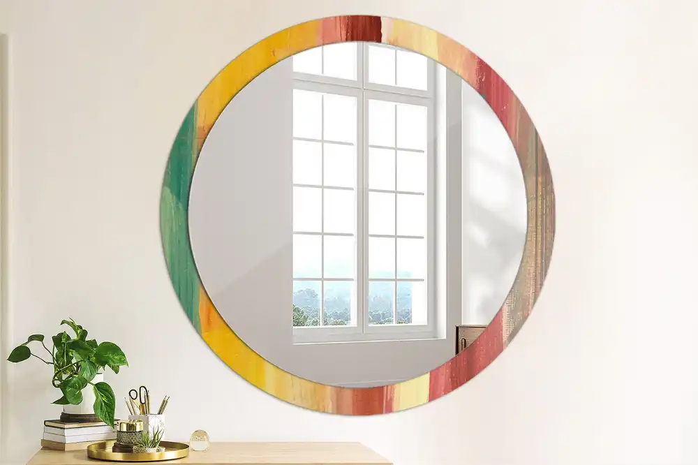 Round decorative mirror Abstract painting