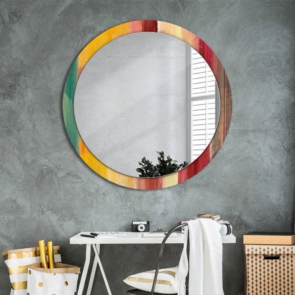 Round decorative mirror Abstract painting