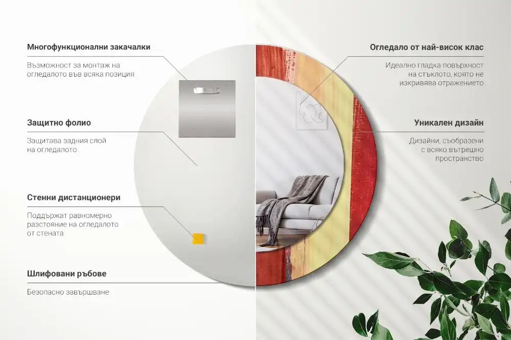 Round decorative mirror Abstract painting