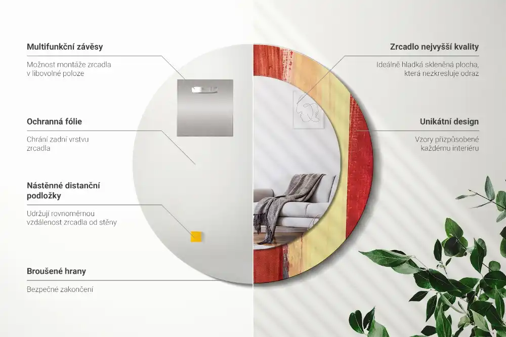 Round decorative mirror Abstract painting