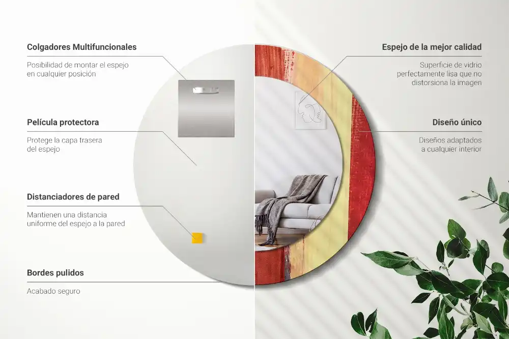 Round decorative mirror Abstract painting