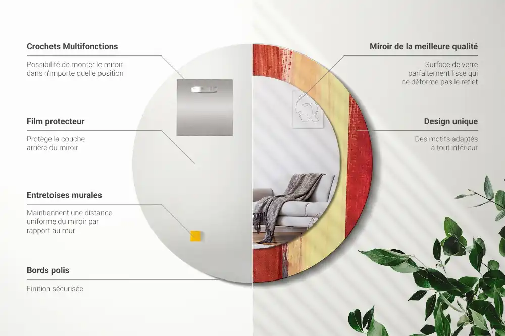 Round decorative mirror Abstract painting