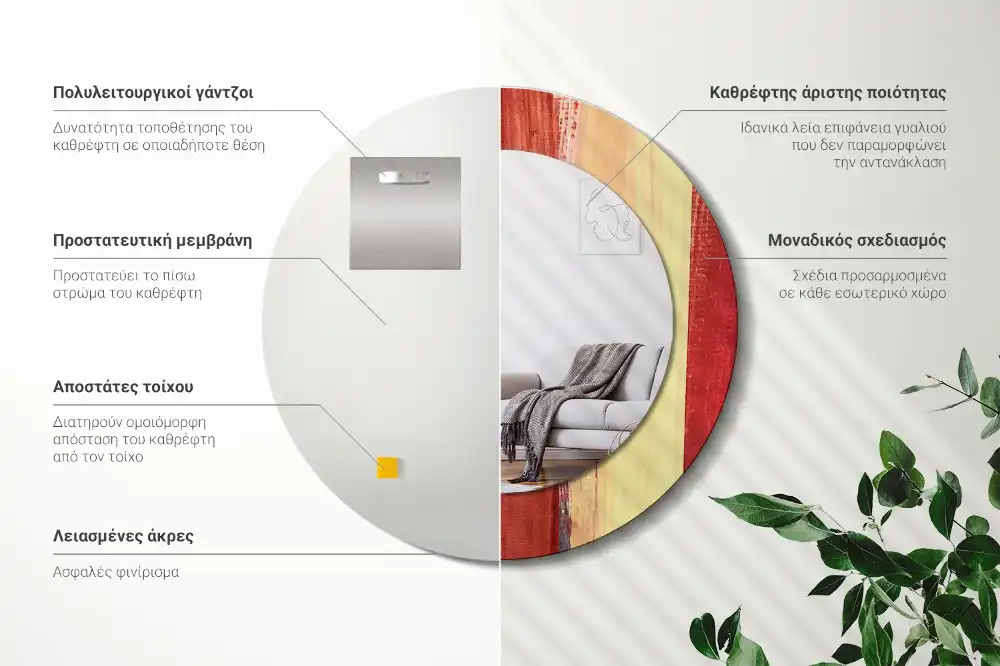 Round decorative mirror Abstract painting