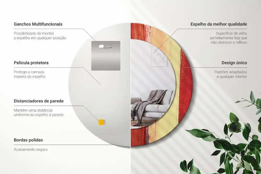 Round decorative mirror Abstract painting