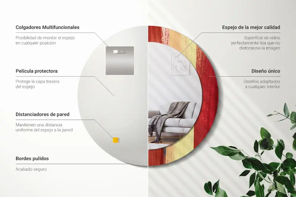 Round decorative mirror Abstract painting