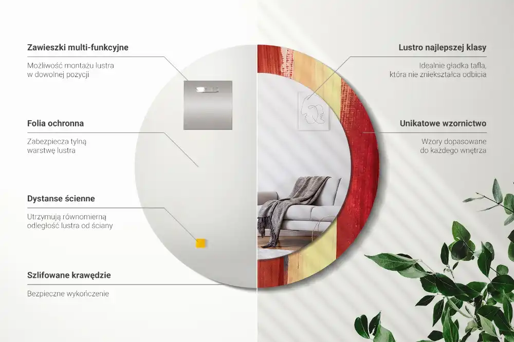 Round decorative mirror Abstract painting