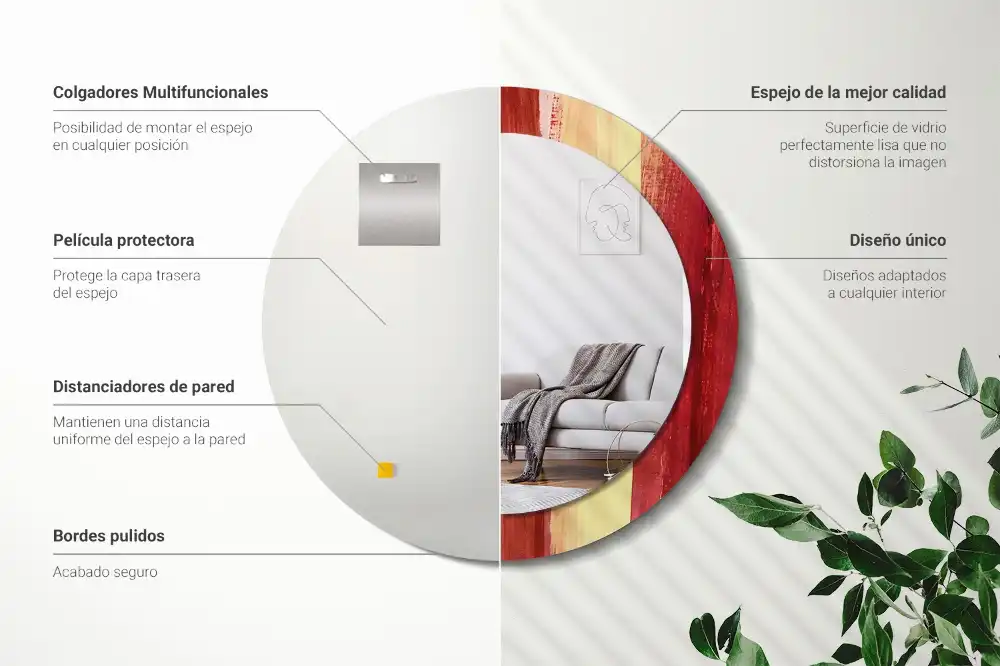 Round decorative mirror Abstract painting