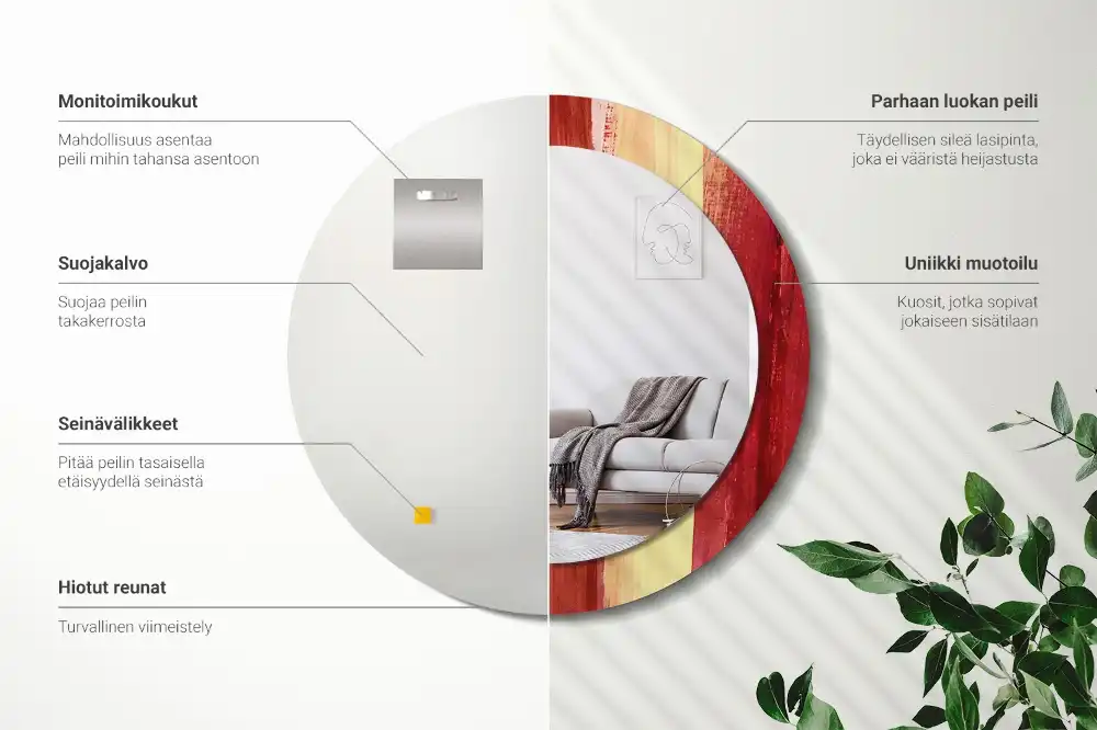 Round decorative mirror Abstract painting