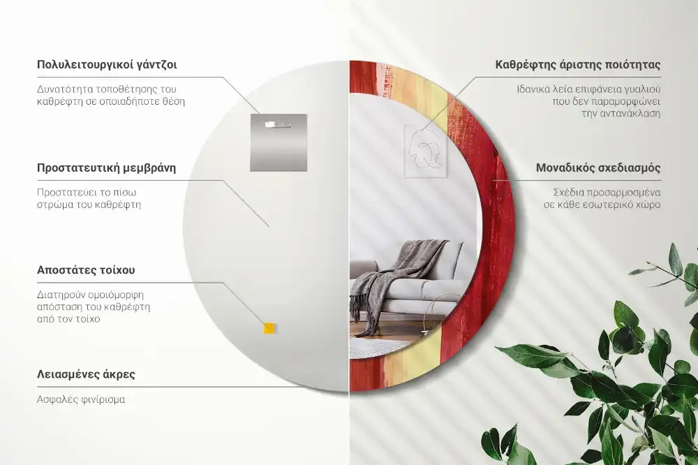 Round decorative mirror Abstract painting