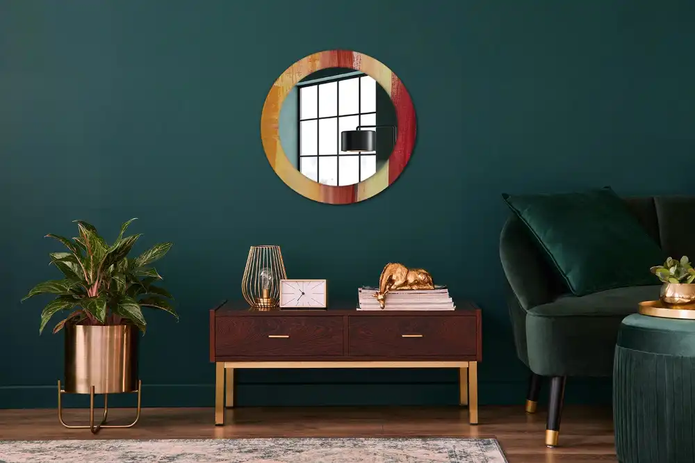 Round decorative mirror Abstract painting