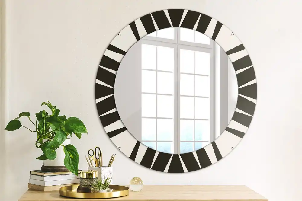 Round mirror frame with print Abstract geometry